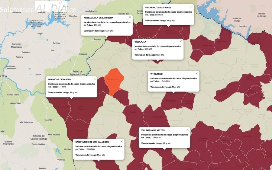 Las Arribes mantienen la tendencia al alza de los contagios con especial incidencia en Vitigudino y Villavieja
